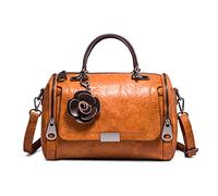 DIRRONA Borsetta da Donna Retrò Borse a Tracolla Elegante Borsa Tote Superiore Casuale Borse da Donna Pelle PU Lavoro Shopping Ornamento Floreale Borse Donna Marrone