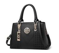 DIRRONA Classico Donna Borse Mano Semplicità Borsa Tracolla Casuale Viaggio Messaggero Borsa Pelle PU Elementi di Ricamo Donna Borsa Pendente Nero