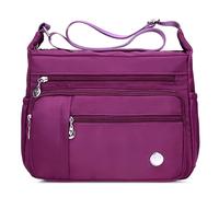 DIRRONA Donna Borsa Tracolla Casual Borsa a Tracolla a Tracolla Moda Viaggio Mano Borsetta Lavoro Quotidiano Resistente All'acqua Nylon Donna Messenger Bag 2 Taglie Viola B