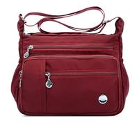 DIRRONA Donna Borsa Tracolla Casual Borsa a Tracolla Moda Viaggio Mano Borsetta Lavoro Quotidiano Resistente All'acqua Nylon Donna Messenger Bag 2 Taglie Rosso M