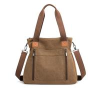 DIRRONA Moda Borsa da Donna Tela Borsa a Tracolla Casuale Leggero Borsa a Spalla Donna Viaggiare Lavori Shopping Università Donna Tote Crossbody Bag Marrone