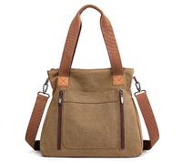 DIRRONA Moda Borsa da Donna Tela Borsa a Tracolla Casuale Leggero Borsa a Spalla Donna Viaggiare Lavori Shopping Università Donna Tote Crossbody Bag Marrone