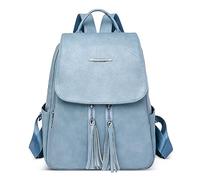 DIRRONA Moda Zaino Borse A Tracolla Da Donna Casuale Viaggi Vacanze Daypack Medio Pu Pelle Impermeabile Shopping Lavoro Zaino Antifurto Scuola Morbido Zainetto Nappe Decorazione Blu