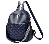 DIRRONA Moda Zaino Borse A Tracolla Da Donna Elegante Casuale Daypack Medio Pu Pelle Impermeabile Viaggi Vacanze Shopping Lavoro Zaino Antifurto Scuola Semplice Zainetto Blu
