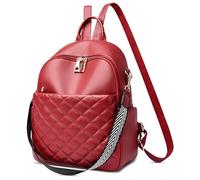 DIRRONA Moda Zaino Borse A Tracolla Da Donna Elegante Casuale Daypack Medio Pu Pelle Impermeabile Viaggi Vacanze Shopping Lavoro Zaino Antifurto Scuola Semplice Zainetto Rosso