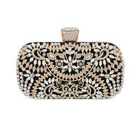 DIRRONA Strass Pochette Donna Elegante Borsa Da Sposa Pochette Lucida Squisita Borse Festa Ballo Studentesco Incontro Annuale Borsa A Tracolla A Catena Borsa Da Banchetto Da Donna Nero A
