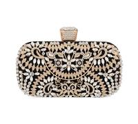 DIRRONA Strass Pochette Donna Elegante Borsa Da Sposa Pochette Lucida Squisita Borse Festa Ballo Studentesco Incontro Annuale Borsa A Tracolla A Catena Borsa Da Banchetto Da Donna Nero A