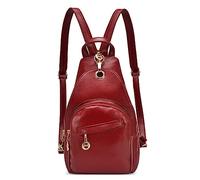 DIRRONA Zaino da Donna Moda Casuale Borsa da Petto Borse a Tracolla Antifurto Zaino Soft PU Pelle da Donna Zaino Molteplici Tasche Viaggio Donna Borse a Tracolla Rosso