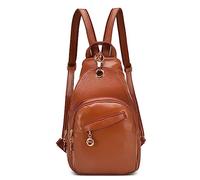 DIRRONA Zaino da Donna Moda Casuale Borsa da Petto Borse a Tracolla Antifurto Zaino Soft PU Pelle da Donna Zaino Molteplici Tasche Viaggio Donna Borse a Tracolla Marrone