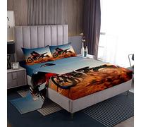 Dirt Bike Set biancheria da letto per ragazzi e ragazze e bambini Extreme Sports Set di lenzuola per ragazzi e ragazze e bambini Motocross Rider lenzuola per motocross Illustrazione Double Size