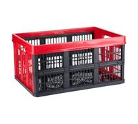 Dirt Devil Cassetta pieghevole da 45 litri - Scatola pieghevole per la spesa - Organizer con manici e ventilazione - Scatola impilabile - Rosso Nero