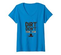 Dirt Don't Hurt CAPT: Grafica Umoristica da Giardino Rustico Maglietta con Collo a V, Donna, Zaffiro, S