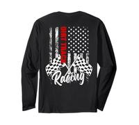 Dirt Track Racing Car Driver Biker USA Bandiera Americana Vintage Maglia a Manica