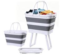 Dirty Clothes Basket - 26l Foldable Elevated Bin Large Laundry Hampers For Bedroom Bathroom Kitchen | Pp Tpr | Storage Organizer Camping Toy Snack Food Fruit Vegetable Towel Home Dorm