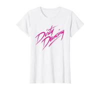 Dirty Dancing Classic Hot Pink Testo Film Logo Maglietta, Donna, Bianco, 3XL