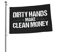 Dirty Hands Clean Money Mechanic Gift Bandiera Bandiera Di Benvenuto Robuste Decorazioni Da Esterno Doppia Faccia Per Cortile Strada Piantone 3X5 Ft
