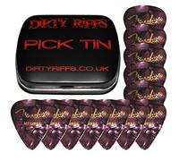 Dirty Riffs Handy Pick Tin con 12 x Viola Moto Medium Celluloide 351 Style Chitarra Pick/Plettri