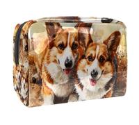 Dirty Two Corgi Dogs Trousse per cosmetici da donna, borsa da viaggio per articoli da toeletta grandi in PVC, pratica custodia organizer con cerniera, Multi, 18.5x7.5x13cm/7.3x3x5.1in, Beauty case