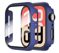 Diruite 2 Pezzi Cover per Apple Watch SE 3/2/1 /Series 6 5 4 44mm Vetro Temperato Pellicola Protettiva,PC Rigido Case Protettiva Ultrasottil Custodia,Blu,44mm