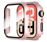 Diruite 2 Pezzi Cover per Apple Watch SE 3/2/1 /Series 6 5 4 44mm Vetro Temperato Pellicola Protettiva,PC Rigido Case Protettiva Ultrasottil Custodia,Oro Rosa,44mm