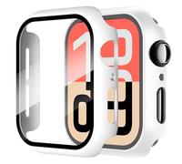 Diruite 2 Pezzi Cover per Apple Watch SE 3/2/1 /Series 6 5 4 44mm Vetro Temperato Pellicola Protettiva,PC Rigido Case Protettiva Ultrasottil Custodia,Bianco,44mm