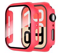 Diruite 2 Pezzi Cover per Apple Watch SE 3/2/1 /Series 6 5 4 44mm Vetro Temperato Pellicola Protettiva,PC Rigido Case Protettiva Ultrasottil Custodia,Rosso,44mm