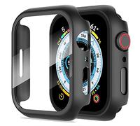 Diruite 2 Pezzi Cover per Apple Watch Series 9/8/7 41mm Vetro Temperato Pellicola Protettiva,PC Rigido Case Protettiva Ultrasottil Custodia,Nero,41mm