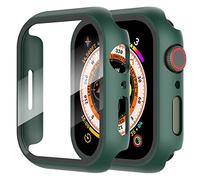 Diruite 2 Pezzi Cover per Apple Watch Series 9/8/7 45mm Vetro Temperato Pellicola Protettiva,PC Rigido Case Protettiva Ultrasottil Custodia,Verde,45mm