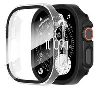 Diruite 2 Pezzi Cover per Apple Watch Ultra 3/2/1 49mm Vetro Temperato Pellicola Protettiva,Protezione Dello Schermo PC Rigido,Custodia Protettiva Ultrasottile,Nero&Trasparente,49mm