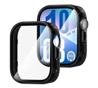 Diruite 2 Pezzi Cover per Huawei Watch Fit 4 Custodia Protettiva,Vetro Temperato Pellicola Protettiva 9H HD Durezza PC Case,Nero&Nero