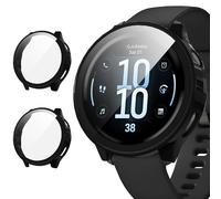 Diruite 2 Pezzi Custodia Protettiva per Garmin Venu 4 45mm Vetro Temperato,Ultra Sottile HD Vetro Pellicola Resistente Graffi PC Protezione Cover,Nero&Nero,45mm