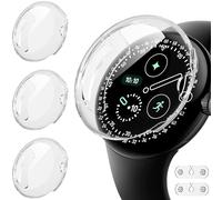 Diruite 3 Pezzi Cover per Google Pixel Watch 4 45mm Custodia Protettiva&2*Accessori Ricarica,HD Clear Protezione Totale Ultra Sottile TPU Pellicola Protettiva,Trasparente*3,45mm