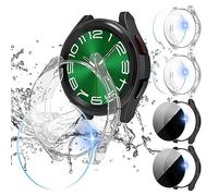 Diruite 4+4 Pezzi Cover per Samsung Galaxy Watch 6 Classic 43mm Pellicola Protettiva,PC Custodia*4&Trasparente Vetro Temperato Pellicola*2 + Privacy Vetro*2 per Galaxy Watch 6 Classic 43mm