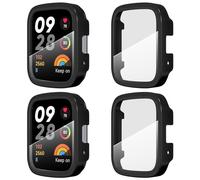 Diruite 4 Pezzi Cover per Xiaomi Redmi Watch 3 Active/3 Lite Custodia con Vetro Temperato Pellicola Protettiva,HD Vetro Temperato+PC Custodia per Xiaomi Redmi Watch 3 Active/3 Lite Protezione