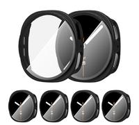 Diruite 4 Pezzi Custodia per Samsung Galaxy Watch 8 40mm Pellicola Protettiva,Ultra Sottile HD Vetro Temperato Resistente Graffi PC Protezione Cover,Nero&Nero&Nero&Nero,40mm