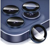 Diruite Pellicola Fotocamera per iPhone 17 Pro/17 Pro Max Vetro Temperato,Piattaforma Convexa HD Vetro Fotocamera+Alluminio Bordo Protezione Lente,Blu profondo