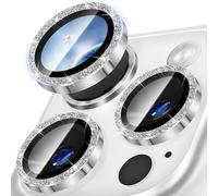 Diruite Pellicola Protettiva Obiettivo Fotocamera per iPhone 16 Pro/16 Pro Max Protezione Lente,HD Vetro Temperato Alluminio Spumante Decorare Protezione Fotocamera,Titanio bianco-Scintillanti