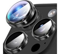 Diruite Pellicola Protettiva Obiettivo Fotocamera per iPhone 16 Pro/16 Pro Max Protezione Lente,Vetro Temperato HD Anello Protezione Della Fotocamera,Titanio nero