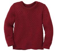 Disana Maglione Aran, 100% lana merino biologica GOTS, IVN Best | particolarmente caldo | bambino unisex | Made in Germany, cassis, 122/128 cm