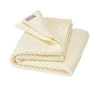 Disana Newborn - Coperta a maglia a nido d'ape, 100% lana merino biologica GOTS, IVN Best | morbida coperta con motivo a nido d'ape | Unisex | Made in Germany | natura
