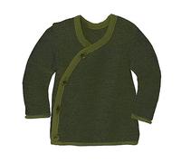 disana Newborn - Giacca in 100% lana merino biologica GOTS, IVN Best, con chiusura avvolgente, unisex, made in Germany, Oliva-antracite, 50-56