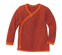 disana Newborn - Giacca in 100% lana merino biologica GOTS, IVN Best, con chiusura avvolgente, unisex, made in Germany, Arancione/Bordeaux, 74/80 cm