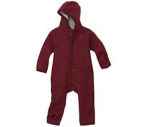 Disana WALK-OVERALL, 100% lana merino biologica GOTS, IVN Best | con polsini pieghevoli | Newborn Baby Baby Unisex | Made in Germany, cassis, 62-68