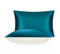 DISANGNI Federa in 100% Seta di Gelso per Capelli e Pelle, Federa in Seta Monofacciale (Blu Verde, 1 Pezzo Misura 50 x 75 cm)