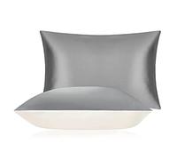 DISANGNI Federa in 100% Seta di Gelso per Capelli e Pelle, Federa in Seta Monofacciale (grigio chiaro, 1 Pezzo Misura 50 x 75 cm)