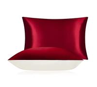 DISANGNI Federa in 100% Seta di Gelso per Capelli e Pelle, Federa in Seta Monofacciale (rosso, 1 Pezzo Misura 50 x 75 cm)