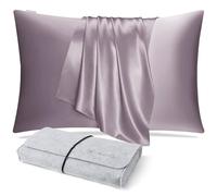 DISANGNI Federa per cuscino in 100% seta di gelso naturale, per capelli e pelle, con cerniera nascosta, 22 momme su entrambi i lati, federa per cuscino in vera seta (1 pezzo, 40 x 60 cm, viola chiaro)