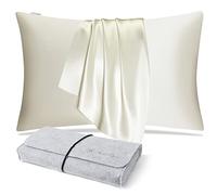 DISANGNI Federa per cuscino in 100% seta di gelso naturale, per capelli e pelle, con cerniera nascosta, 22 momme su entrambi i lati, federa per cuscino (1 pezzo, 50 x 70 cm, bianco)