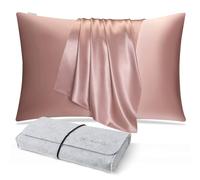 DISANGNI Federa per cuscino in 100% seta di gelso naturale, per capelli e pelle, con cerniera nascosta, 22 momme su entrambi i lati, federa per cuscino (1 pezzo, 50 x 80 cm, rosa)