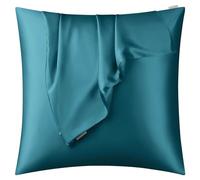 DISANGNI Federa per cuscino in 100% seta di gelso naturale, per capelli e pelle, con cerniera nascosta, 22 momme su entrambi i lati, federa in vera seta (1 pezzo, 40 x 40 cm, blu verde)
